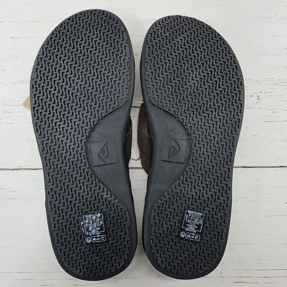Quiksilver Captain Hydrosquish Mens 8 Brown Black‎ Leather Flip Flops Sandals