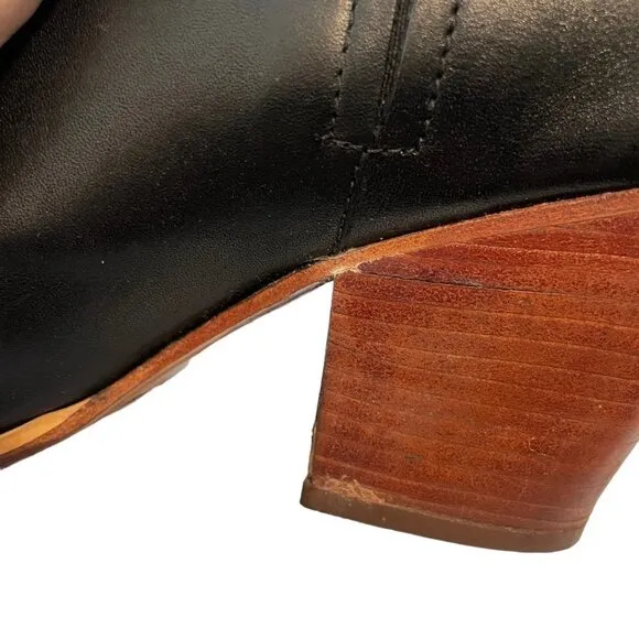 Rachel Comey Mars Leather Slip On Block Heel Ankle Boots Booties Black Size 7