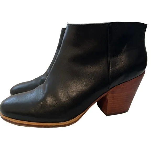Rachel Comey Mars Leather Slip On Block Heel Ankle Boots Booties Black Size 7