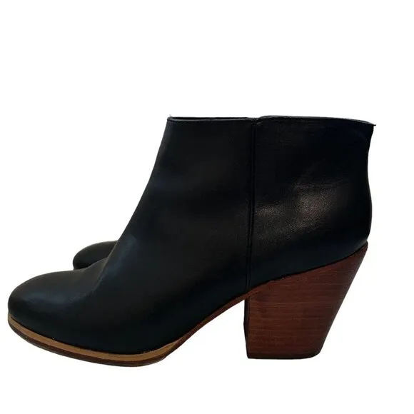 Rachel Comey Mars Leather Slip On Block Heel Ankle Boots Booties Black Size 7
