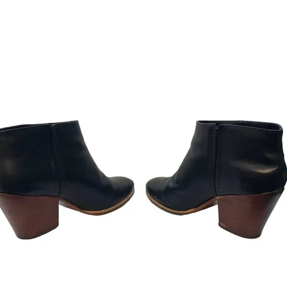 Rachel Comey Mars Leather Slip On Block Heel Ankle Boots Booties Black Size 7