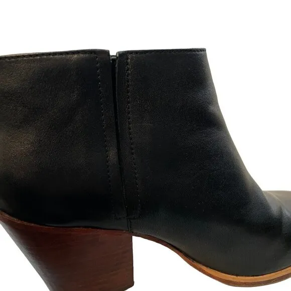 Rachel Comey Mars Leather Slip On Block Heel Ankle Boots Booties Black Size 7
