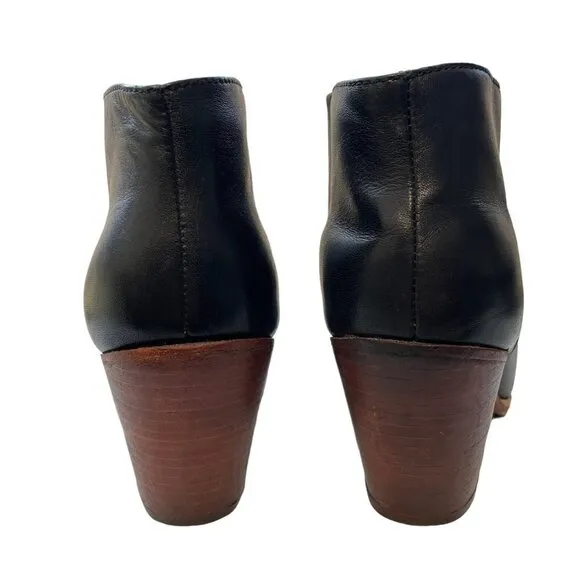 Rachel Comey Mars Leather Slip On Block Heel Ankle Boots Booties Black Size 7