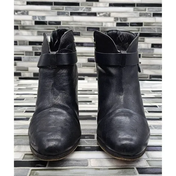 Rag &amp; Bone Harrow Black Leather Women's Ankle Boots Size 38