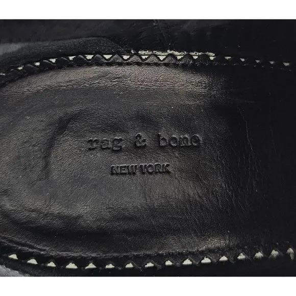 Rag &amp; Bone Harrow Black Leather Women's Ankle Boots Size 38