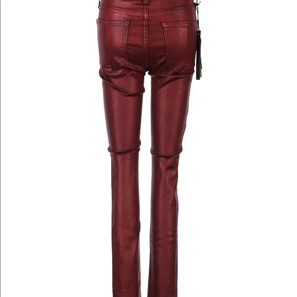 Rag &amp; Bone Metallic Red High Rise Ankle Skinny Jeans - 24