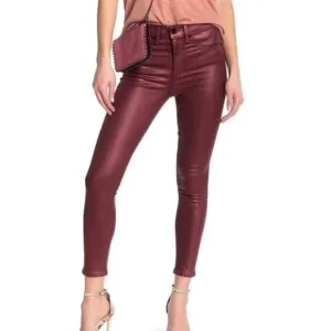 Rag &amp; Bone Metallic Red High Rise Ankle Skinny Jeans - 24