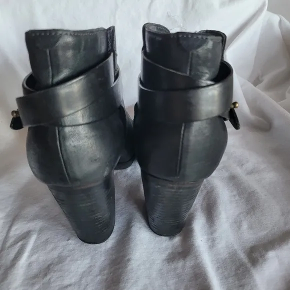 Rag &amp; Bone Womens Leather Harrow Belted Ankle Boots Black Size 38.5 / 8.…