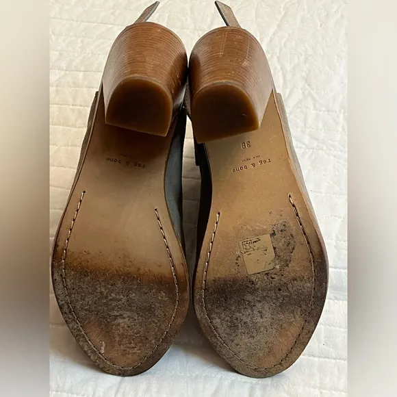Rag &amp; Bone Wyatt Ankle Boots Womens Tan Leather Heel Slingback Booties