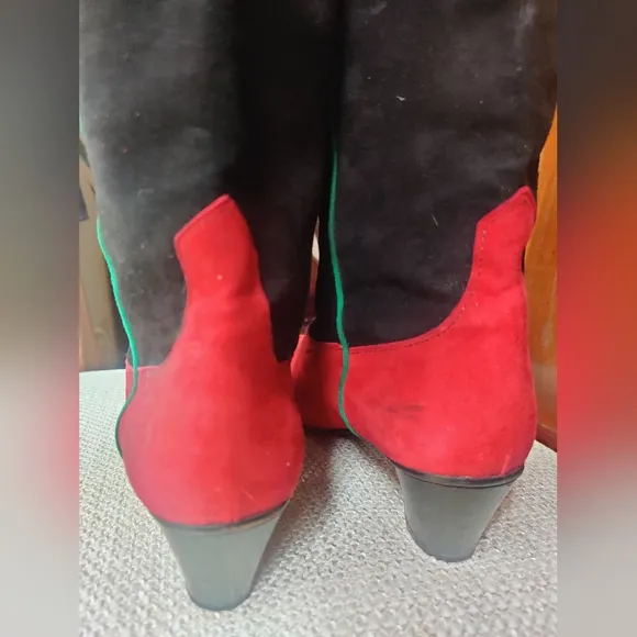 RARE Anne Klein Couture Cowboy Boots – Size 8.5 – Multi Color Leather/Suede