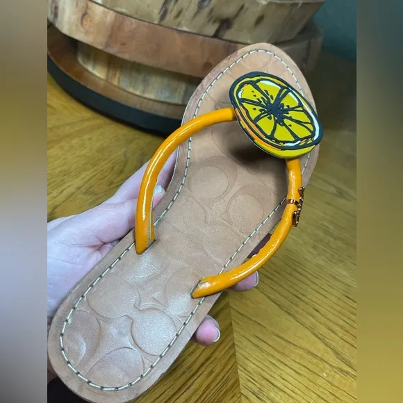 RARE COACH ORANGE SLICE SANDALS