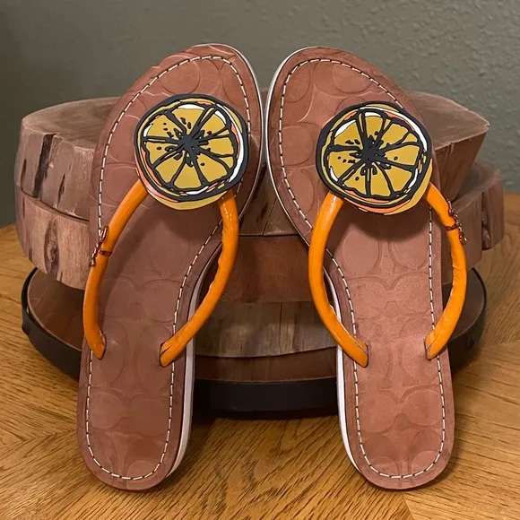 RARE COACH ORANGE SLICE SANDALS