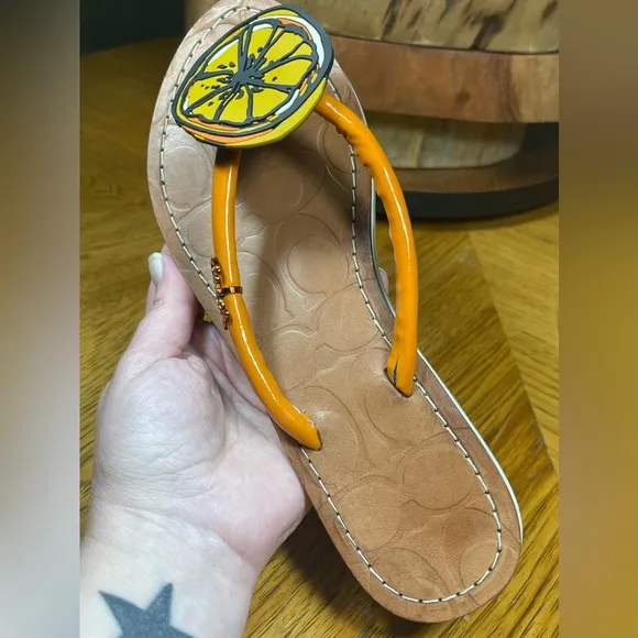 RARE COACH ORANGE SLICE SANDALS