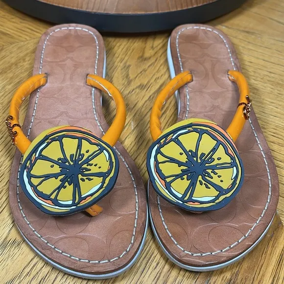 RARE COACH ORANGE SLICE SANDALS