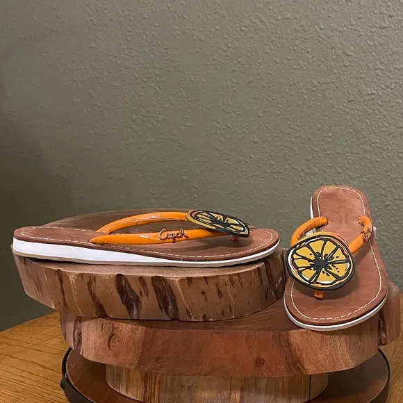 RARE COACH ORANGE SLICE SANDALS