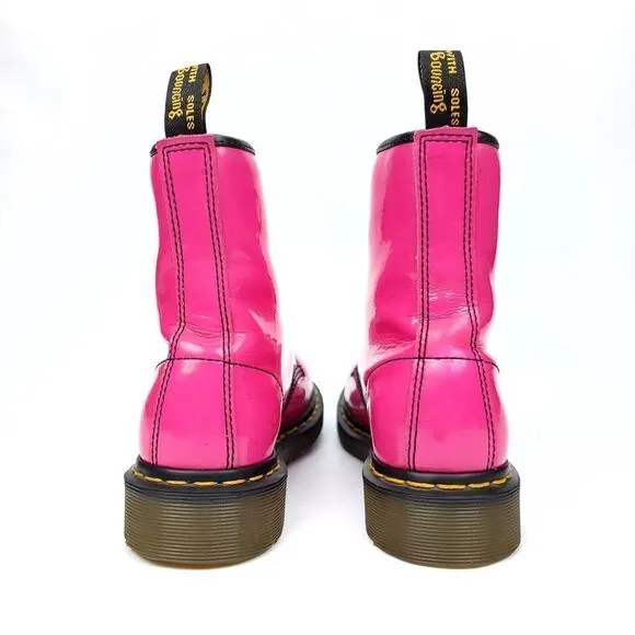 RARE Dr. Martens 1460 Hot Pink Patent Leather Combat Boots High Top Womens 7 Y2K