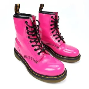 RARE Dr. Martens 1460 Hot Pink Patent Leather Combat Boots High Top Womens 7 Y2K