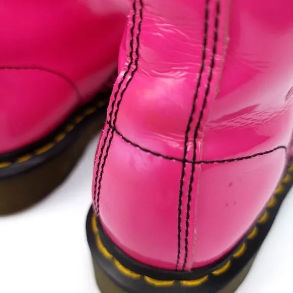 RARE Dr. Martens 1460 Hot Pink Patent Leather Combat Boots High Top Womens 7 Y2K