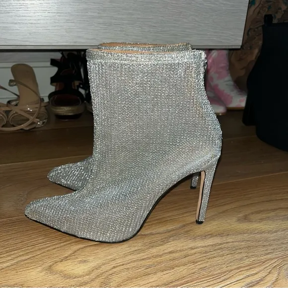 RAYE Revolve Silver Mesh Ankle Boots 8.5