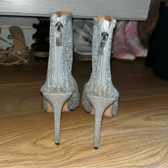 RAYE Revolve Silver Mesh Ankle Boots 8.5