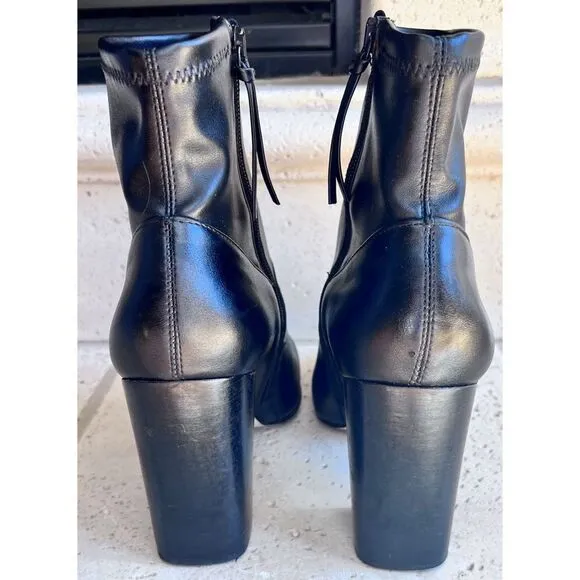 Rebecca Minkoff Black Leather Ankle Boots Zip Closure on Inside Ankle Size 9.5