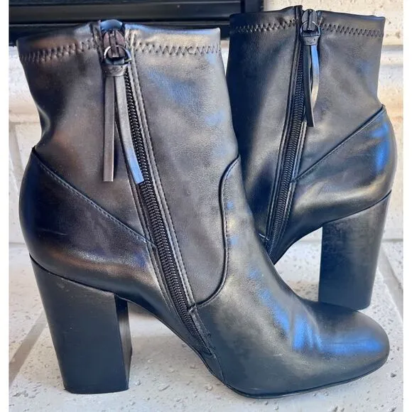 Rebecca Minkoff Black Leather Ankle Boots Zip Closure on Inside Ankle Size 9.5