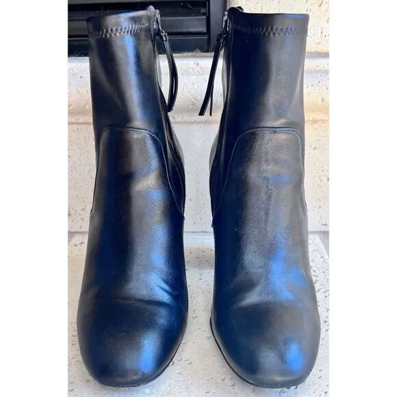 Rebecca Minkoff Black Leather Ankle Boots Zip Closure on Inside Ankle Size 9.5