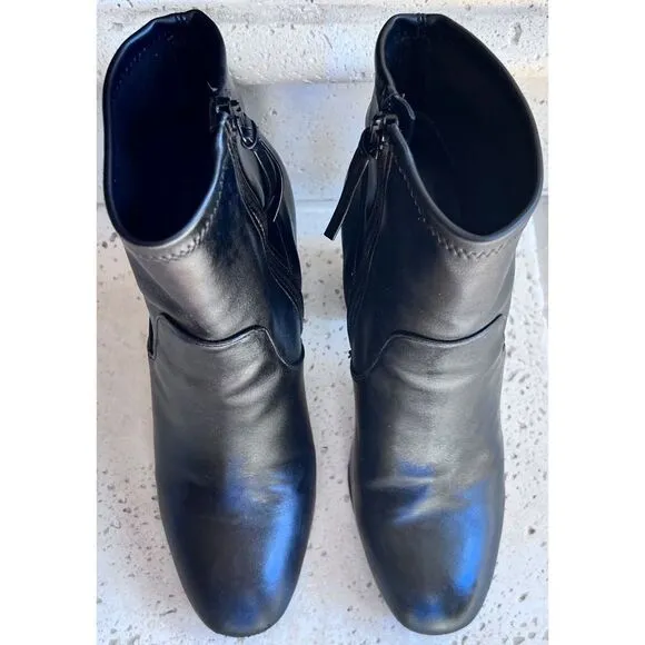 Rebecca Minkoff Black Leather Ankle Boots Zip Closure on Inside Ankle Size 9.5