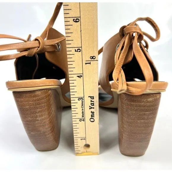 Rebecca Minkoff Leather Criss Cross Curved Wedge Sandals Tan Eden Size 6