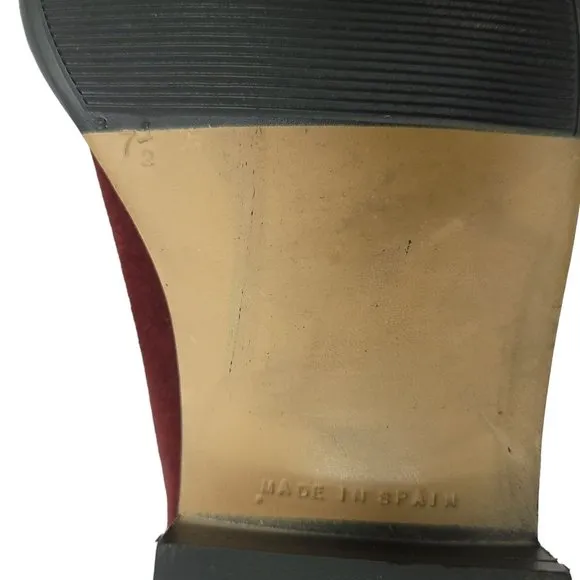 Red Suede Leather Fashion Knee High Boots Womens Size 7.5 Pedro Made In Spain