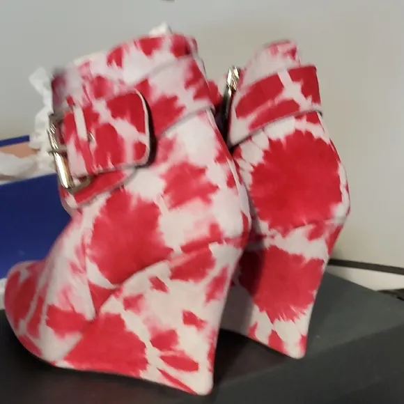 Red Tie-Dye Ankle Boots