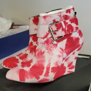 Red Tie-Dye Ankle Boots