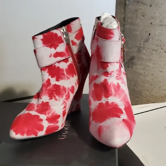 Red Tie-Dye Ankle Boots
