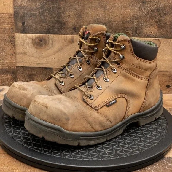 RED WINGS KING TOE 6 INCH WATERPROOF MENS BOOTS BROWN LEATHER LACE UP SIZE 13EE