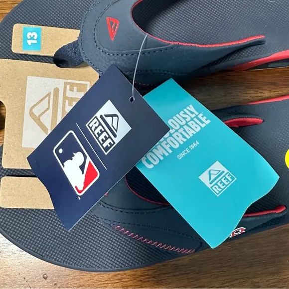 Reef Fanning X MLB Boston Red Sox Blue Men's Flip Flops Bottle Opener Size 13