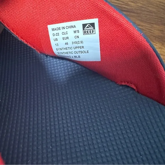 Reef Fanning X MLB Boston Red Sox Blue Men's Flip Flops Bottle Opener Size 13