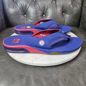 REEF FANNING X MLB TEXAS RANGERS MENS 13 NAVY BLUE/RED FLIP FLOPS SANDALS New