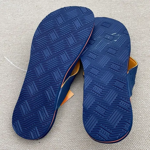 Reef Men's Newport Life is Good Sunrise Navy Sandals Flip Flops Size 9 NWT