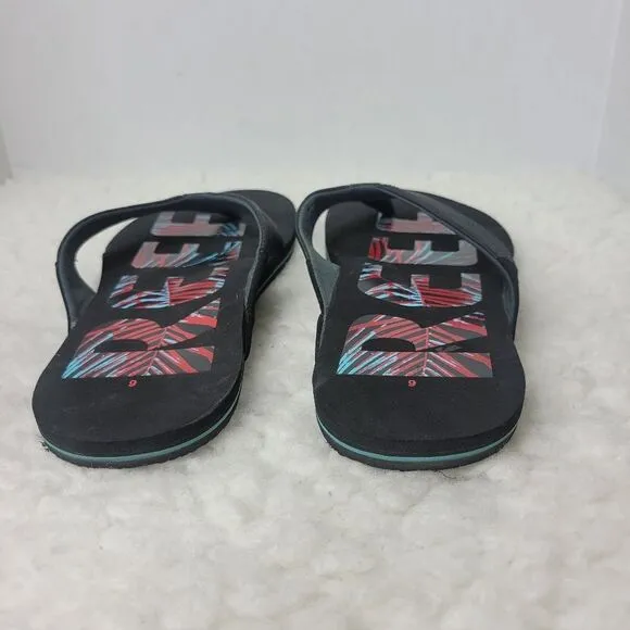 Reef Mens Newport Mens Sandals Size 6 Prints Comfort Slip On Black Flip Flops