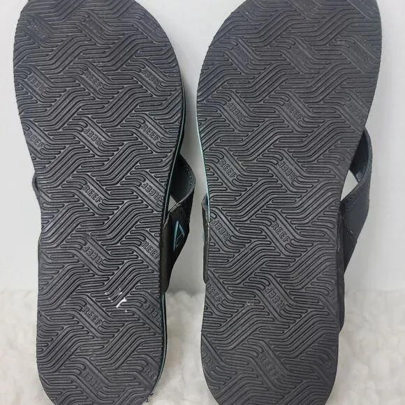 Reef Mens Newport Mens Sandals Size 6 Prints Comfort Slip On Black Flip Flops