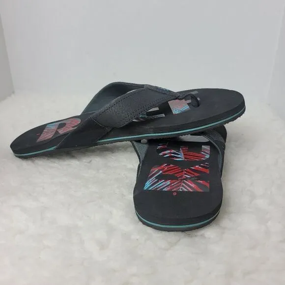 Reef Mens Newport Mens Sandals Size 6 Prints Comfort Slip On Black Flip Flops