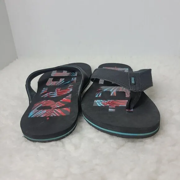 Reef Mens Newport Mens Sandals Size 6 Prints Comfort Slip On Black Flip Flops