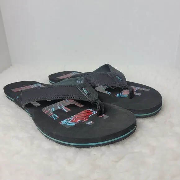 Reef Mens Newport Mens Sandals Size 6 Prints Comfort Slip On Black Flip Flops