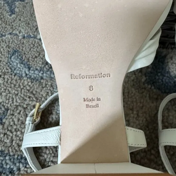 Reformation Maize Platform Heeled Sandals, White, Size 8