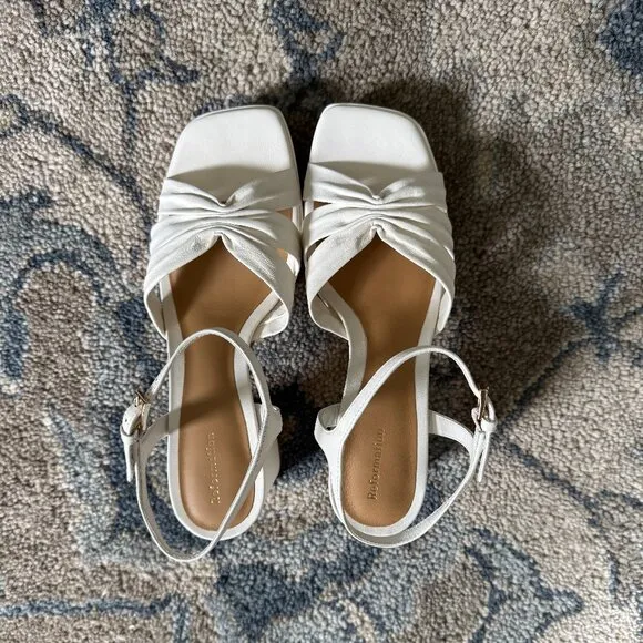 Reformation Maize Platform Heeled Sandals, White, Size 8