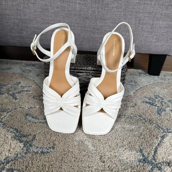 Reformation Maize Platform Heeled Sandals, White, Size 8