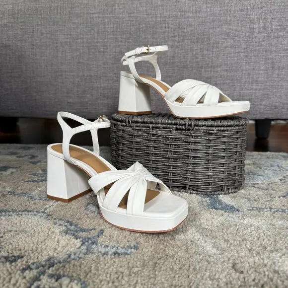 Reformation Maize Platform Heeled Sandals, White, Size 8
