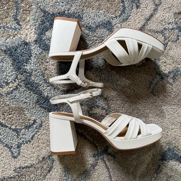 Reformation Maize Platform Heeled Sandals, White, Size 8