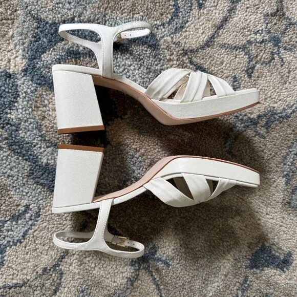 Reformation Maize Platform Heeled Sandals, White, Size 8
