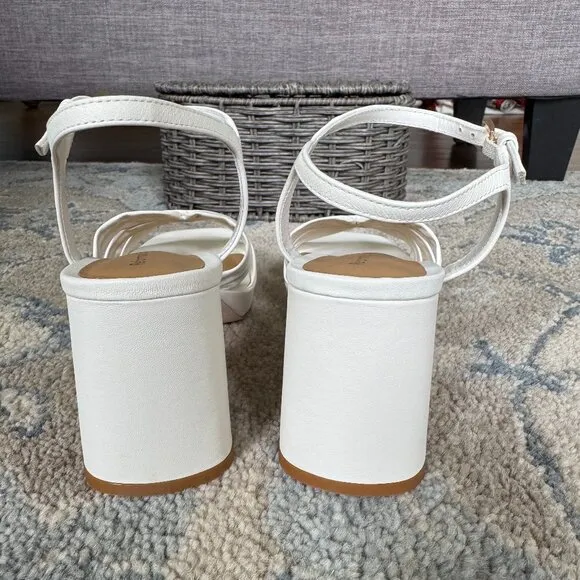 Reformation Maize Platform Heeled Sandals, White, Size 8